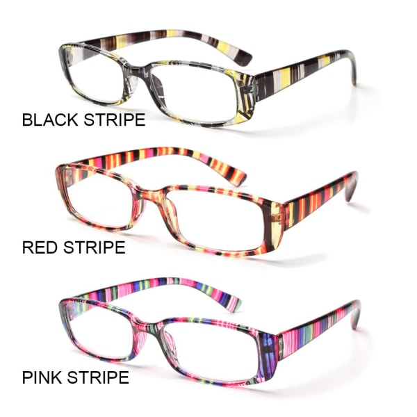 Läsglasögon Presbyopic Eyewear Retro Båge ROSA RAND +100 pink stripe