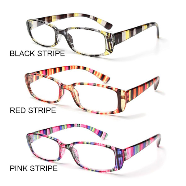 Lukulasit Presbyopic Eyewear Retro Frame RED STRIPE +100 red stripe