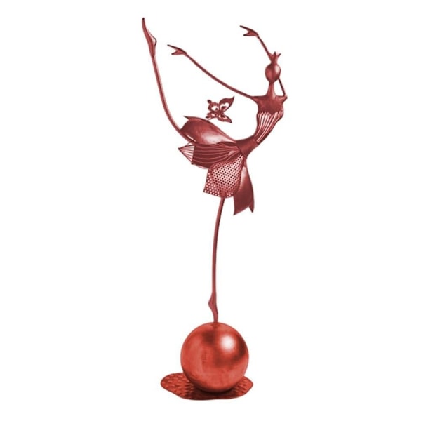 Metallträdgårdsstatyer Ornament Danstjejprydnader RÖD B B Red B-B