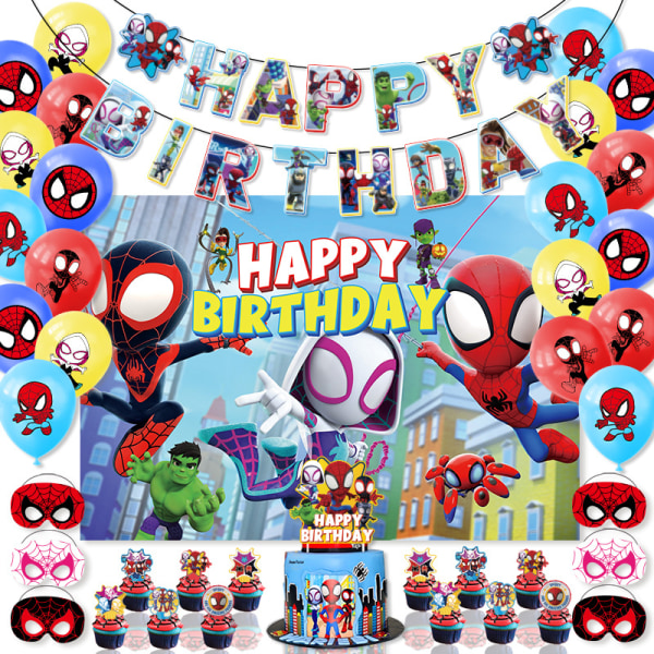 Spiderman og hans forbløffede venner dekoration til fødselsdagsfest