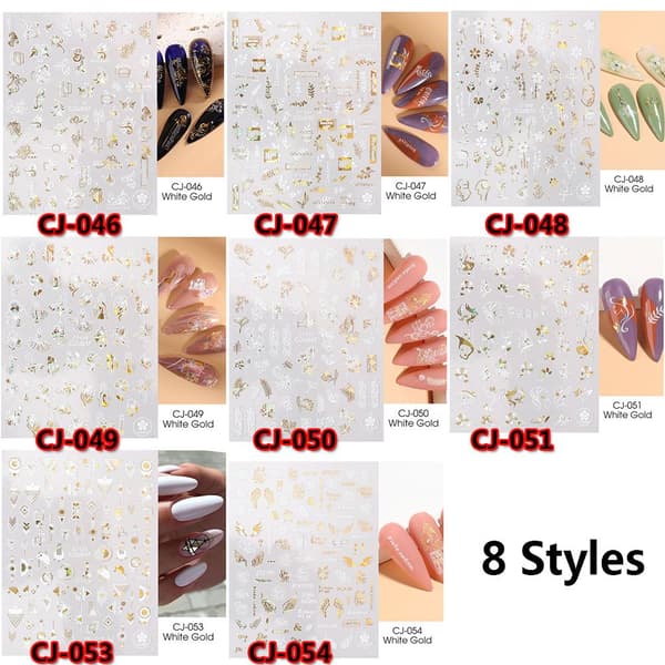 Nageldekaler 3D Bronzing Blommor CJ-048 CJ-048