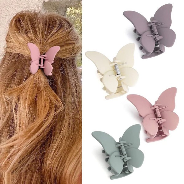 4stk Butterfly Hårklemmer Matte Hair Claw Clips F F F