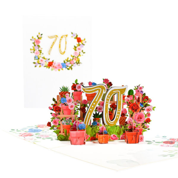 Tillykke med jubilæumskort 3D Pop Up lykønskningskort 70TH 70TH 70th