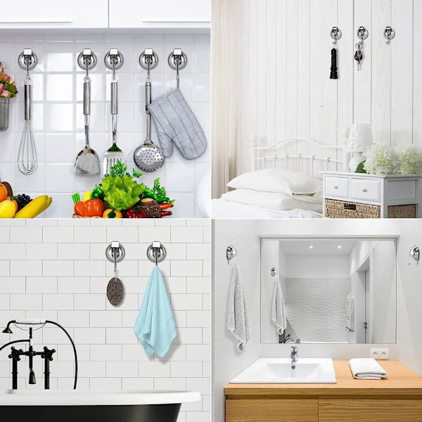 6 kpl Imukuppikoukku Tyhjiö Imu Suihkukoukut Viittakoukut silver 6pcs-6pcs