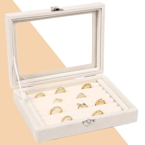 Sammet Ring Box Smycken Organizer ROSA pink