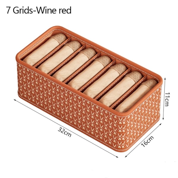 Underkläder Förvaringslåda Lådor Separatorlådor VINRÖD 7 RASTER wine red 7 grids-7 grids