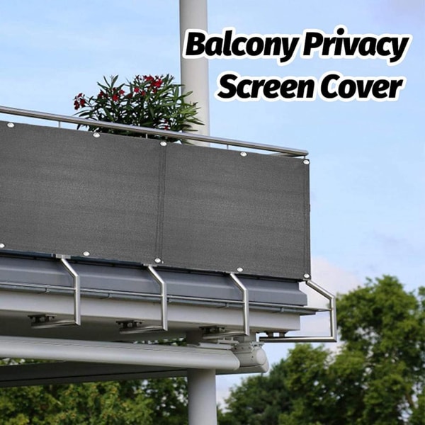 Balkong Privacy Screen Cover för veranda staket Markis GRÅ&SVART gray&black