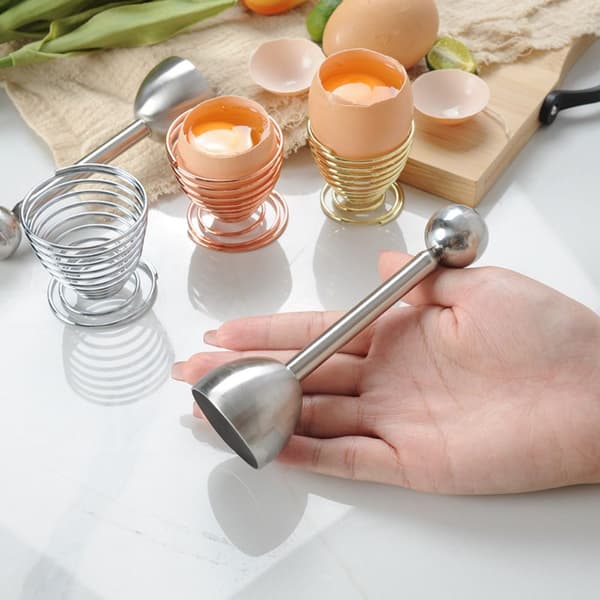 Eggeskallåpner Kokte egg Holder SØLVEGGSHOLDER-2 STK Silver Eggs Holder-2PCS-Eggs Holder-2PCS