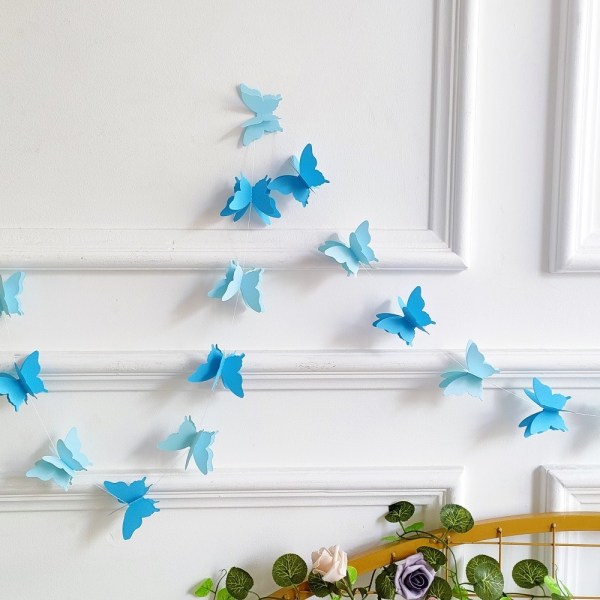 5 stk Butterfly Garland Hanging Banner Flag LILLA Purple