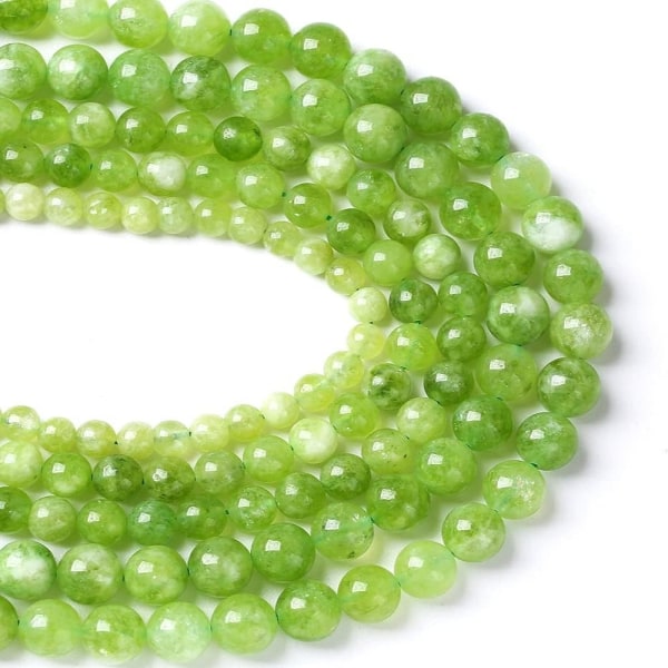 Naturlig Peridot Grønn blonder Jades Perler Runde Løse Spacer Beads