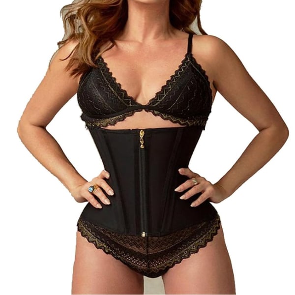 Body Shaper Linne Magkontroll Midjeformare SVART L Black L