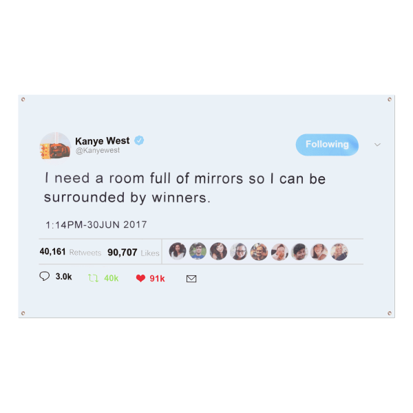 Tweet Lippu Seinälippu Banneri Kanye West