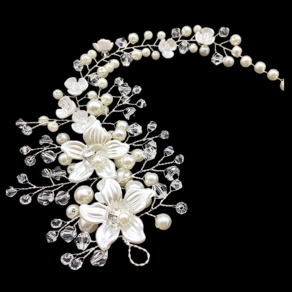 Kristall Pannband Rhinestone Hårband SILVER silver