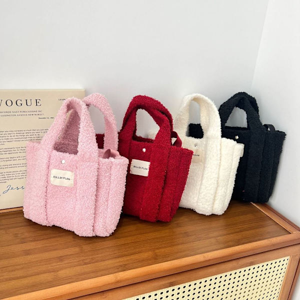 Handvävd väska Ullstickning Axelväskor ROSA pink