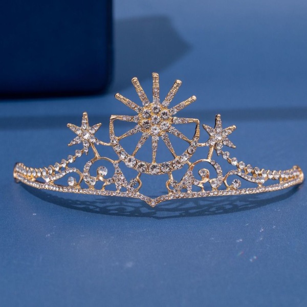 Star Crown Rhinestone Tiara GULD gold