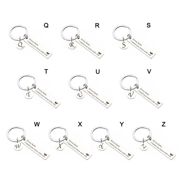 Drive Safe Keychain A-Z 26 Initialer Bokstäver Nyckelring I I