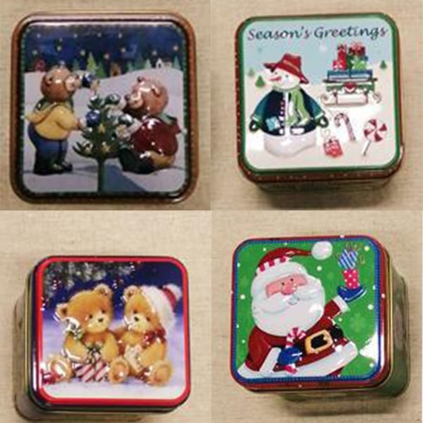 4 STK Candy Tin Sett Forseglet Krukke Pakkebokser Blikkbokser Pattern Random