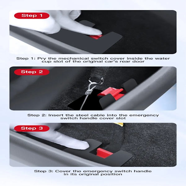 2st Bakdörr Mekanisk Switch Bildörr Nödhandtag FÖR For Model 3