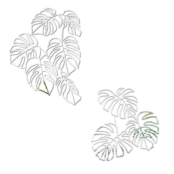 1 sett 3D Wall Stickers Hollow Line Leaf SØLV silver