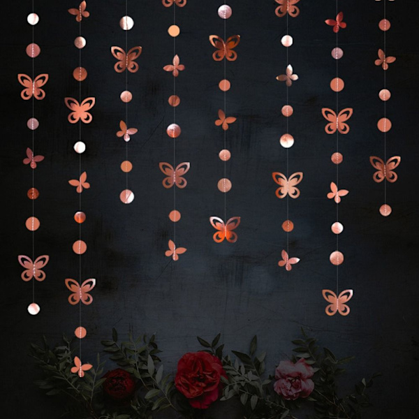Riippuvat värikkäitä bannerit Star Butterfly Garland ROSE GOLD rose gold 3m-butterfly-3m-butterfly