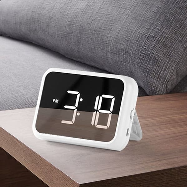 LED Väckarklocka Spegel Mini Skrivbordsklockor VIT White