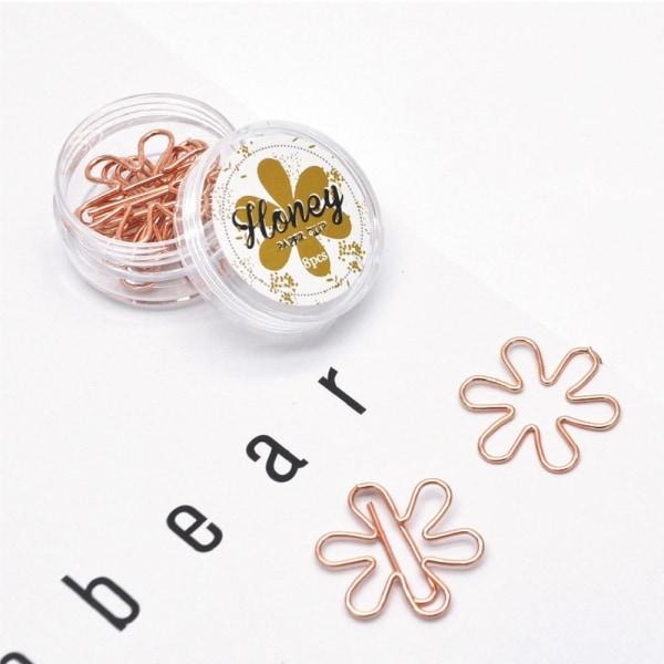 8 Stk Papirklips Perm Filklips ROSE GULL HJERTE Rose Gold Heart-Heart