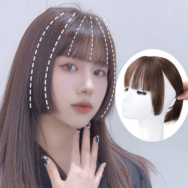 Princess Cut Bangs Syntetisk paryk BRUN SORT BRUN SORT Brown black