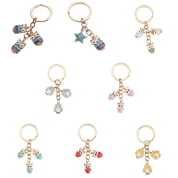 2kpl Owl Keychain Star-avainrengas 9 9 9