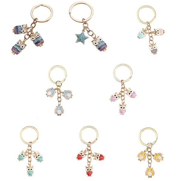 2kpl Owl Keychain Star Key Ring 4 4 4