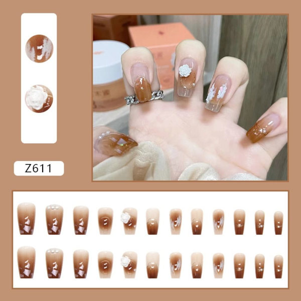 24 kpl Fake Nails pitkät ranskalaiset Z611 Z611 Z611