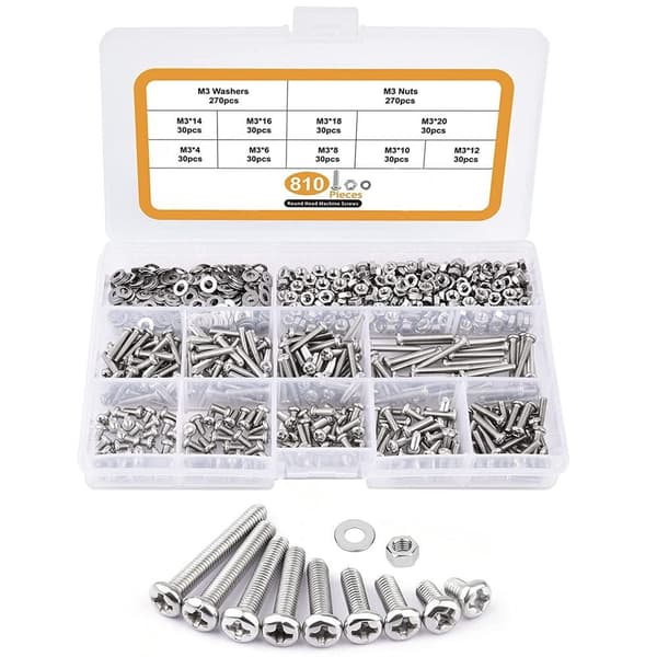 810PCS Muttrar och bultar Sortimentsats Bultar Muttrar Brickor
