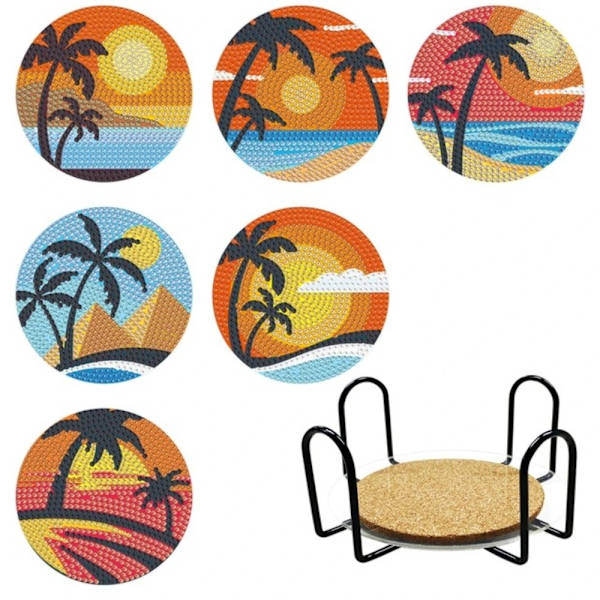 6 kpl / set DIY Diamond Painting Coaster Table Placematto DD D