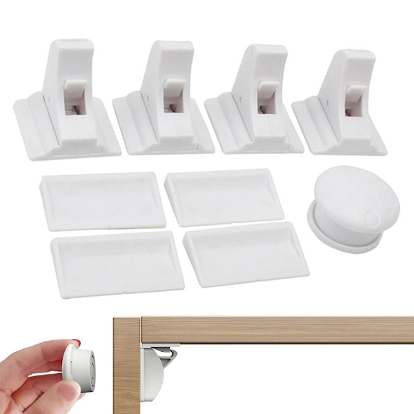 Magneettinen lapsilukkolaatikon salpa 4 LUKKOA 1 AVAIN 4 LUKOT 1 AVAIN