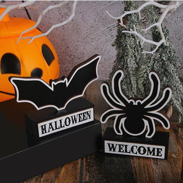Fladdermus Träplakett Halloween-prydnad B B B