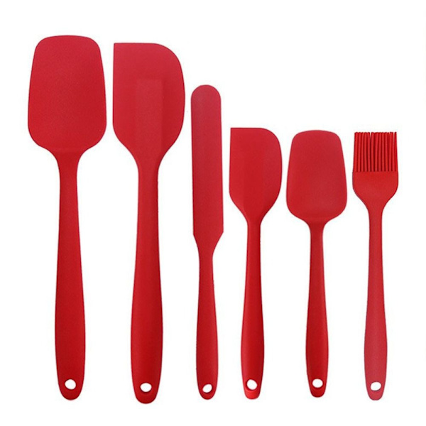 6 Stk Silikonespatel Bagespatel RØD Red