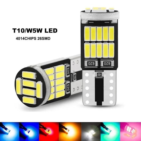 10st Bil LED-lampa LED-signalljus VIT white