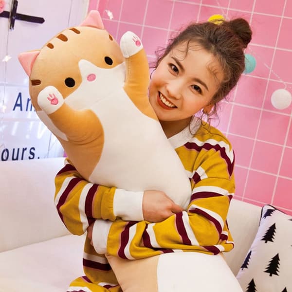 Lang Kat Pude Sovende Puder BRUN 70CM Brown 70cm