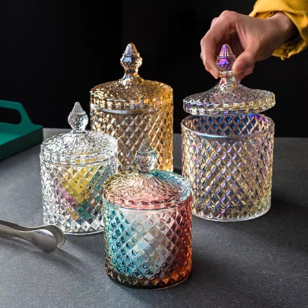 300/600ML glasförvaring konserverad diamantgodislåda GRÅ 600ML grey 600ml-600ml