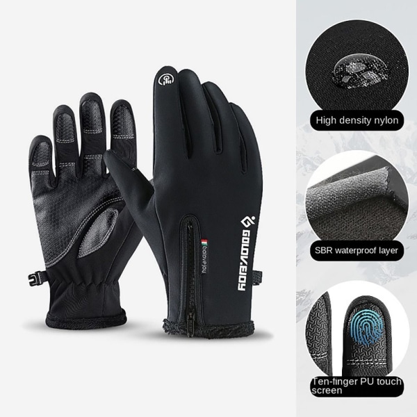 Taktiske vinterhandsker Opvarmede fleecinghandsker SORT M BLACK M