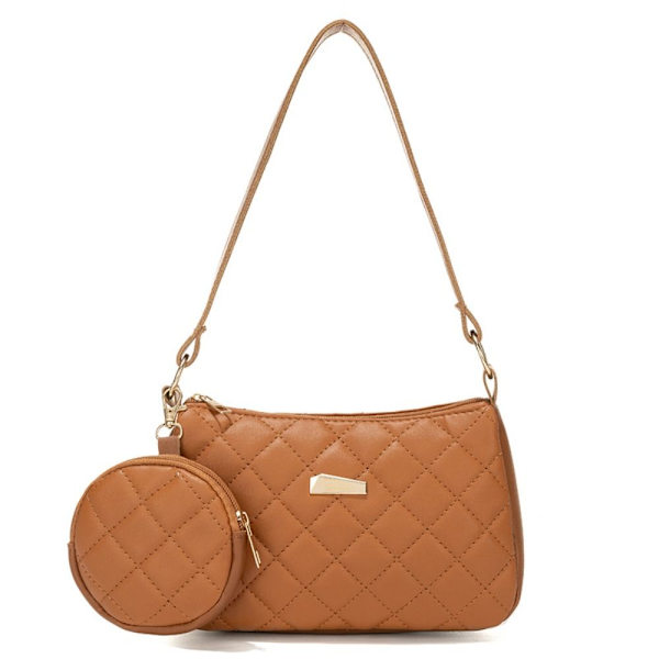 Taske med Pouch Underarm Taske BRUN brown