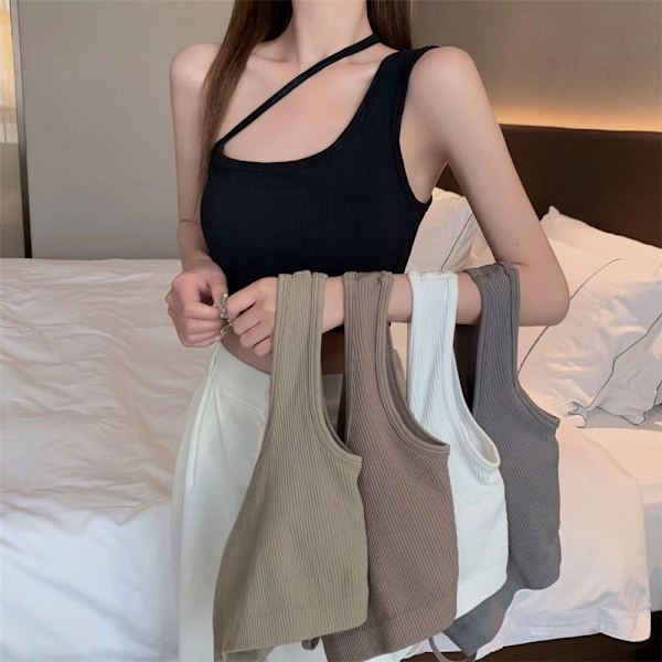 Dam Tank Sexiga Underkläder Crop Top KHAKI khaki