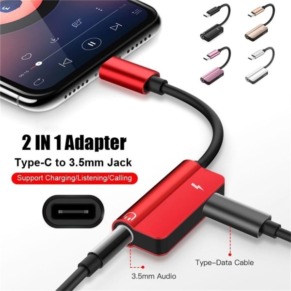 3 stk lydladeadapter USB Type-C til 3,5 mm jack RØD 3 STK red 3pcs-3pcs