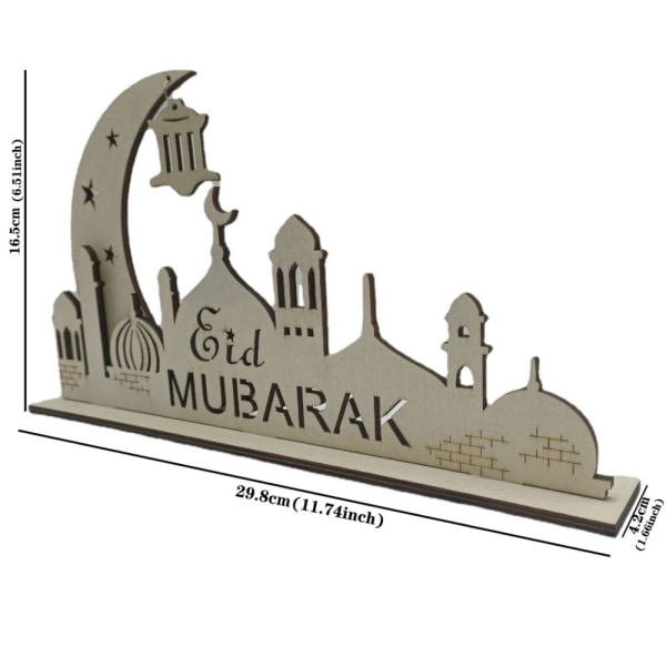 Muslim Festival Eid Mubarak Dekor LED Wooden Craft Ramadan