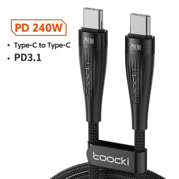 PD 240W Type C til Type C Kabel SORT 1M black 1m