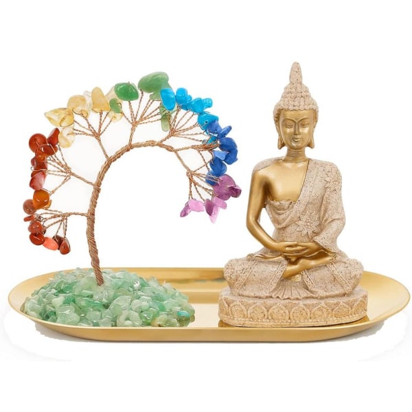 Buddha Staty Set Kristallträd Dekoration Figuriner SET SET set