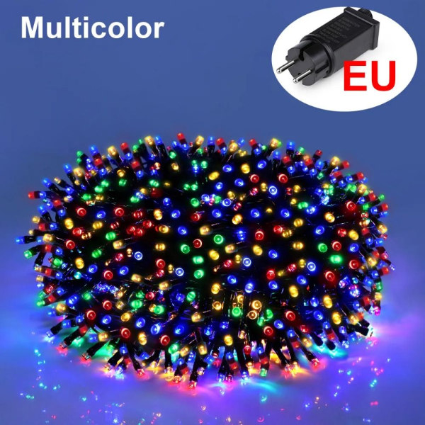 1 Stk LED String Light Jule Dekor Lys EU PLUG-FLERE FARGER EU Plug-Multicolor