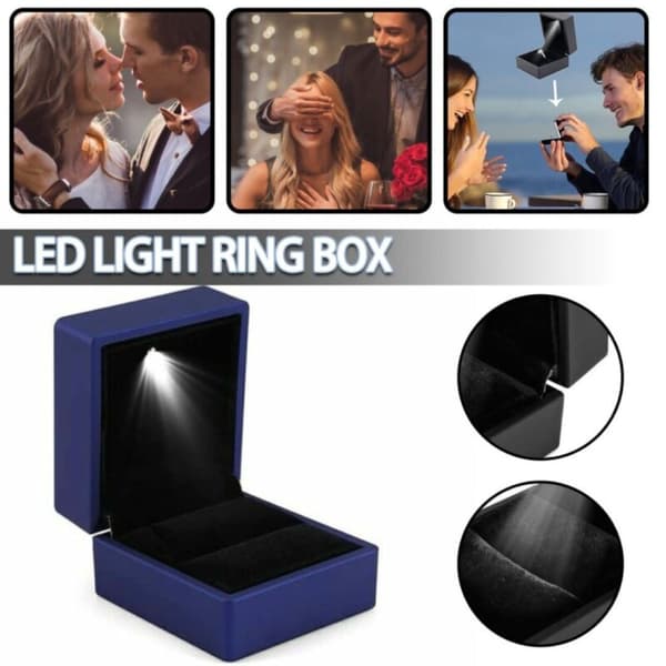 LED Ring Örhängen Box Case BLÅ blue