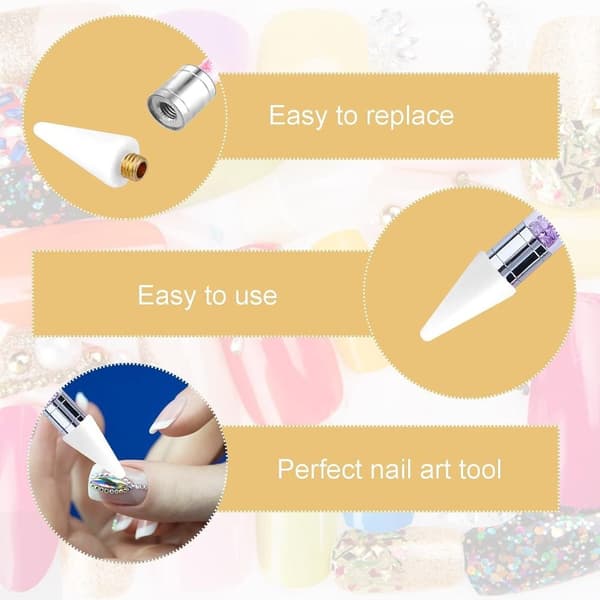 5 Stk Vokshovedspidser Rhinestones Gems Picker SORT Black