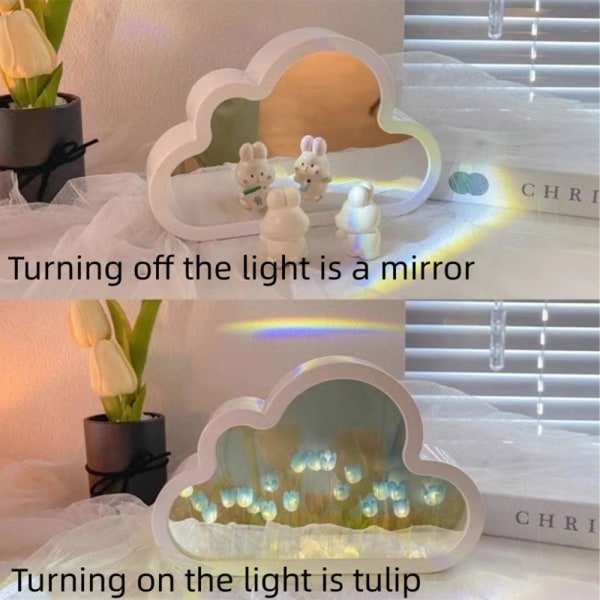 Cloud Tulip Night Light Makeup Mirror BLUE FINISH TUOTE Blue Finish Product-Finish Product