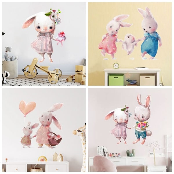Seinätarrat Sarjakuva Rabbit Decals 8 8 8